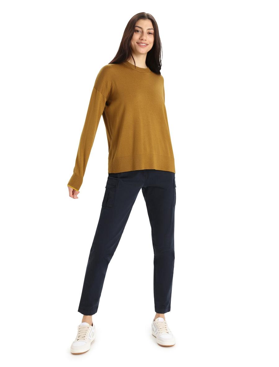 Clove / Silent Gold Icebreaker Merino Shearer Crewe Women's Sweaters | AU 1631VRWD